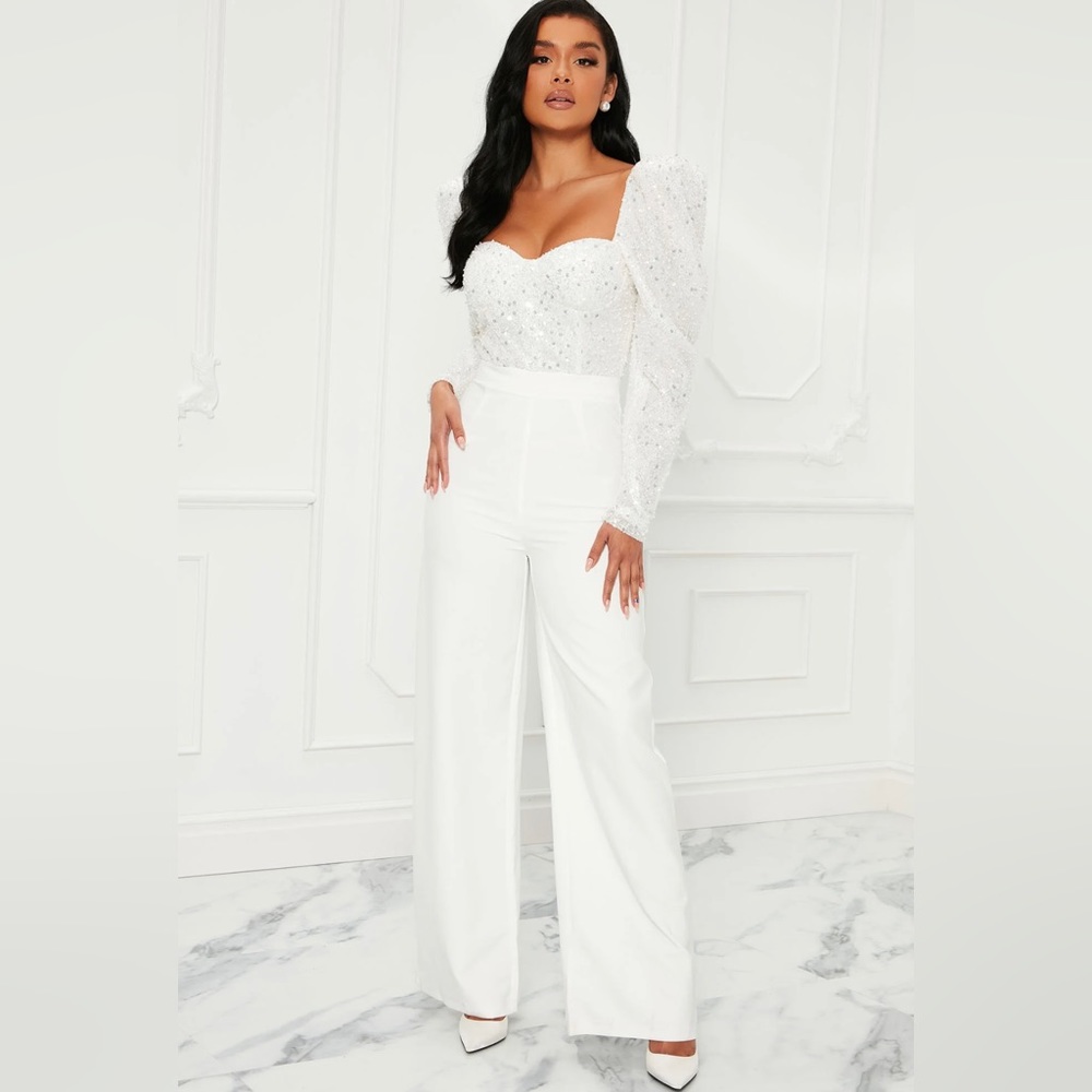 Fashion Nova White Wide Leg Jumpsuit